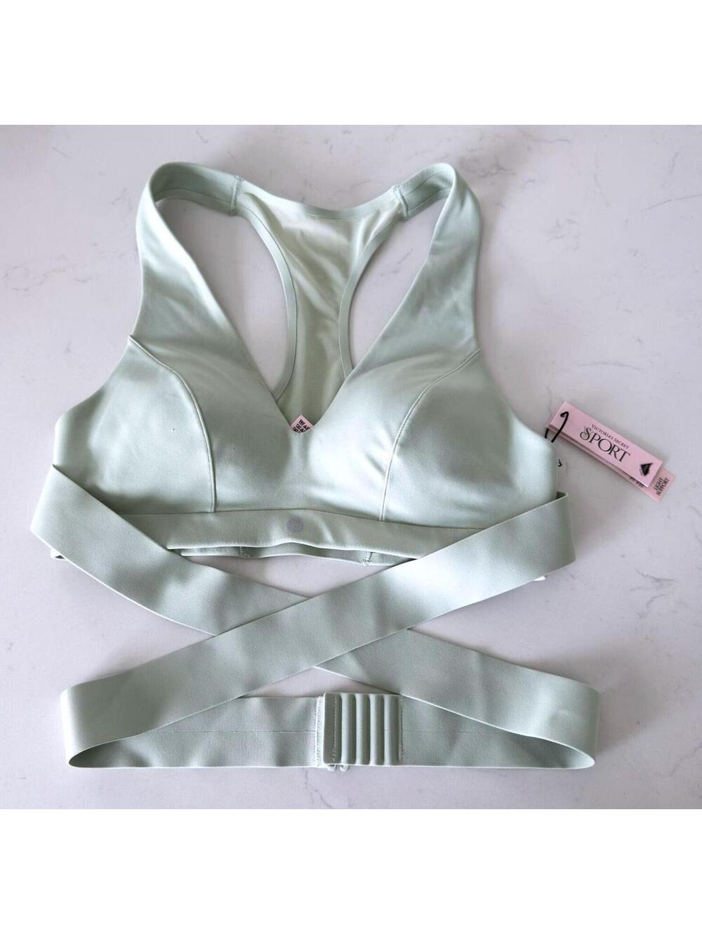 Victoria's Secret VSX Elevate Soft Green Plunge Wrap Sports Bra Size Small